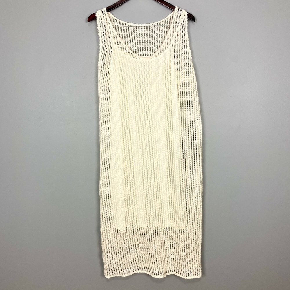 BNDI Crochet Knit Column Dress Women’s Size S Sleeveless Slip Dress Lining Ivory